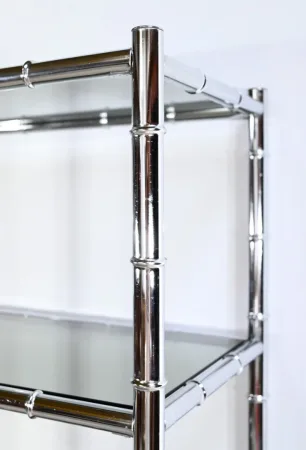 Étagère 5 Niveaux en Métal Chromé, esprit Bambou – 1970