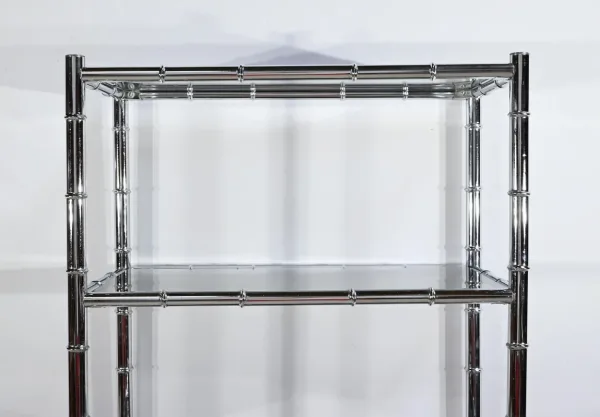 Étagère 5 Niveaux en Métal Chromé, esprit Bambou – 1970