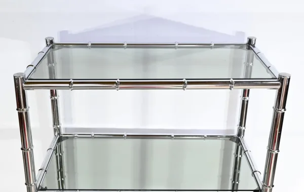 Étagère 5 Niveaux en Métal Chromé, esprit Bambou – 1970