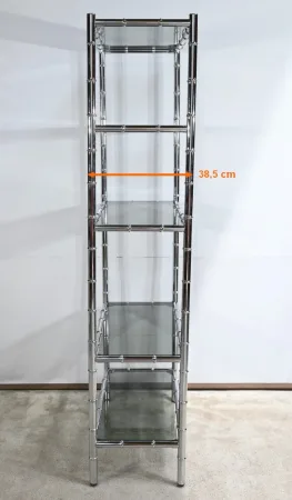 Étagère 5 Niveaux en Métal Chromé, esprit Bambou – 1970