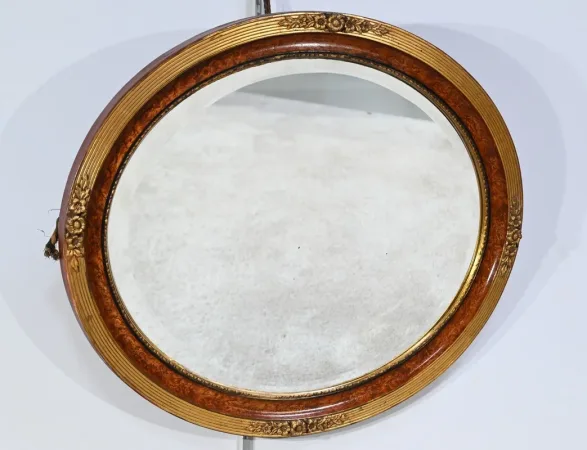 Miroir Ovale en Bois Doré – Début XXe