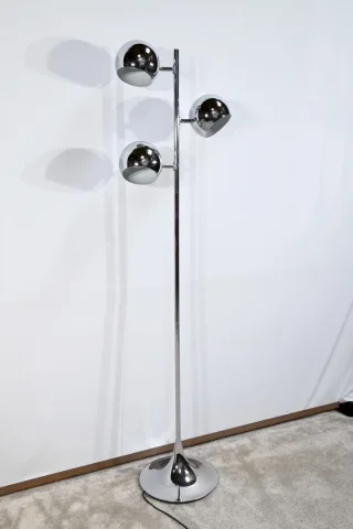 Lampadaire 3 Bras en Métal Chromé - 1970