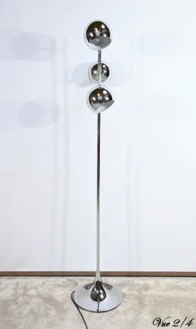 Lampadaire 3 Bras en Métal Chromé - 1970