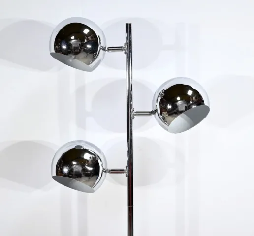 Lampadaire 3 Bras en Métal Chromé - 1970