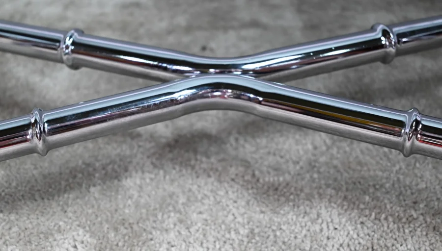 Table Basse en Métal Chromé, esprit Bambou – 1970