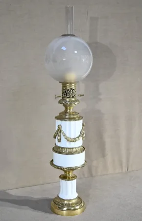 Lampe à Pétrole en Céramique, époque Napoléon III – Milieu XIXe