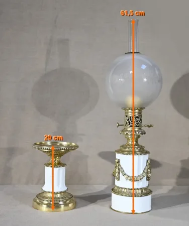 Lampe à Pétrole en Céramique, époque Napoléon III – Milieu XIXe