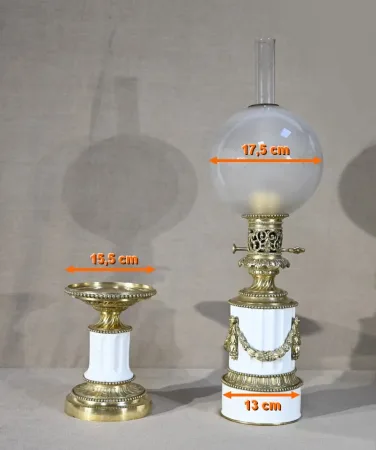 Lampe à Pétrole en Céramique, époque Napoléon III – Milieu XIXe