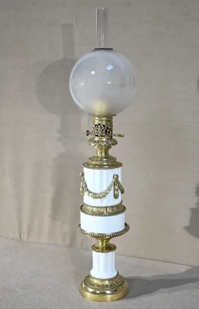 Lampe à Pétrole en Céramique, époque Napoléon III – Milieu XIXe
