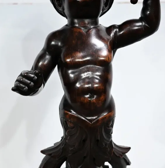 Petite Sellette en Bois noirci, goût Napoléon III – Fin XIXe