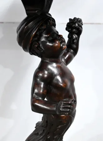 Petite Sellette en Bois noirci, goût Napoléon III – Fin XIXe