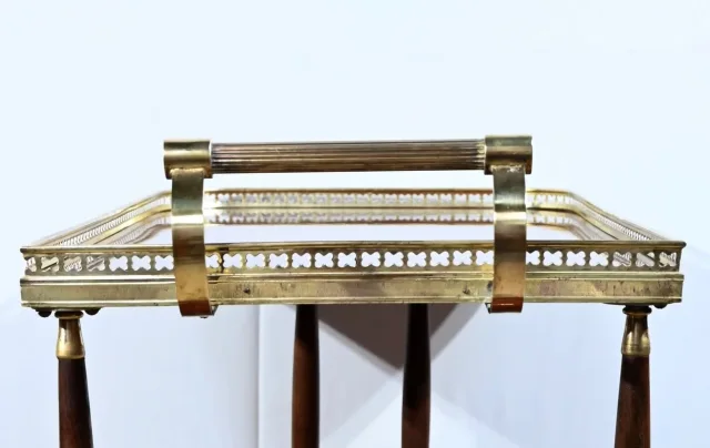 Table Bar Roulante de Service en Acajou et Laiton – 1970
