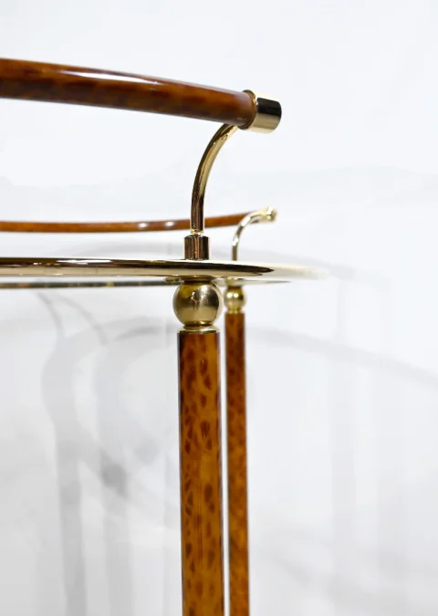 Table Roulante en Verre et Métal Doré – 1980