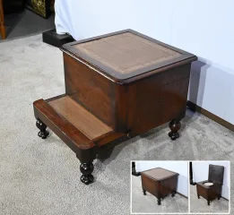 Chaise d’Aisance Victorienne en Acajou massif, Angleterre – 2ème partie XIXe