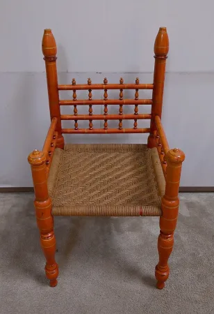 Fauteuil en Bois peint et Cordes tressées, Inde – 1ère partie XXe