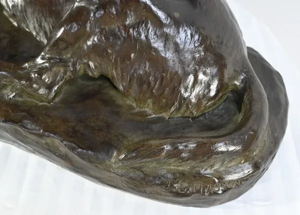 Bronze « Le Chien au Lièvre », signé J-E. Masson – Début XXe