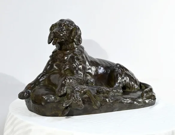 Bronze « Le Chien au Lièvre », signé J-E. Masson – Début XXe