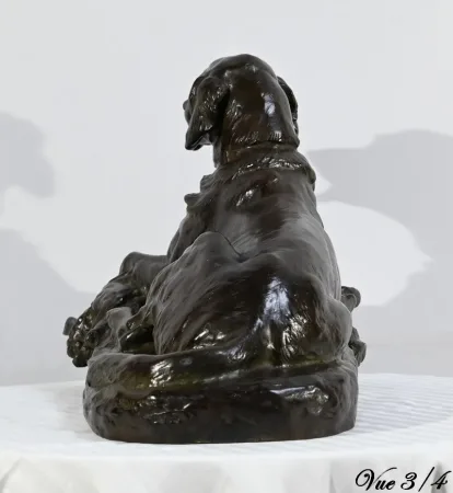 Bronze « Le Chien au Lièvre », signé J-E. Masson – Début XXe