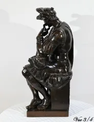 Bronze « Laurent de Médicis » d’après Michel Ange, école du XIXe – Milieu XIXe