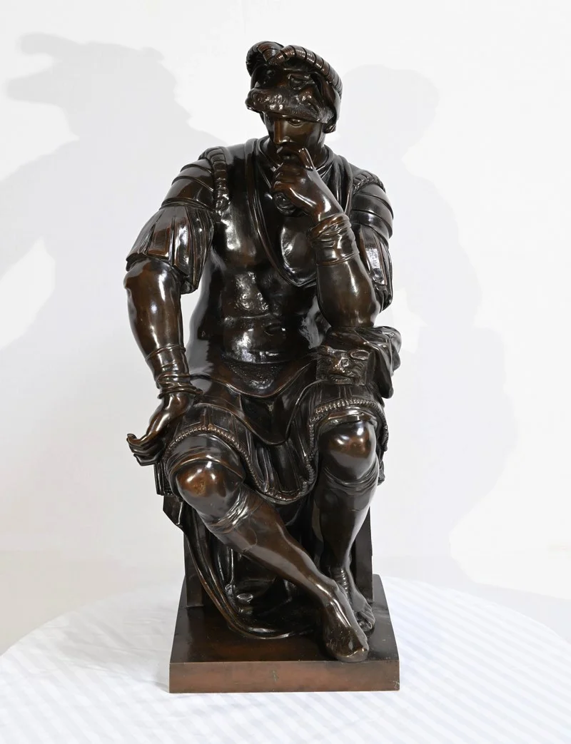 Bronze « Laurent de Médicis » d’après Michel Ange, école du XIXe – Milieu XIXe