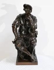 Bronze « Laurent de Médicis » d’après Michel Ange, école du XIXe – Milieu XIXe