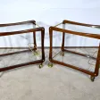 Paire de Tables Dessertes Roulantes en Acajou massif, Verre et Laiton - 1960