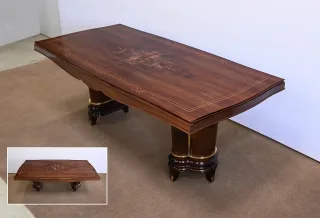 Table Rectangulaire en Palissandre de Rio, attribuée à J. Leleu, Art Déco – 1940