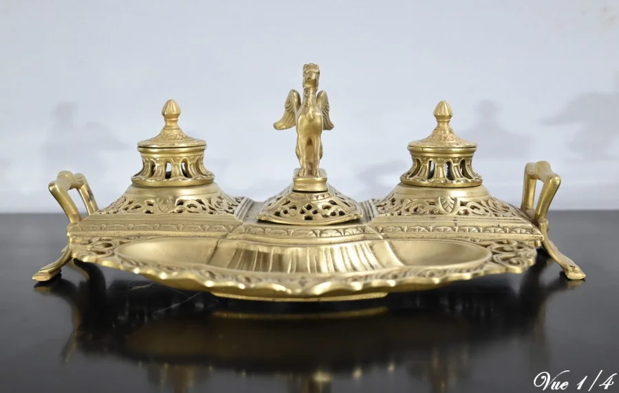Encrier en Bronze Doré – Fin XIXe