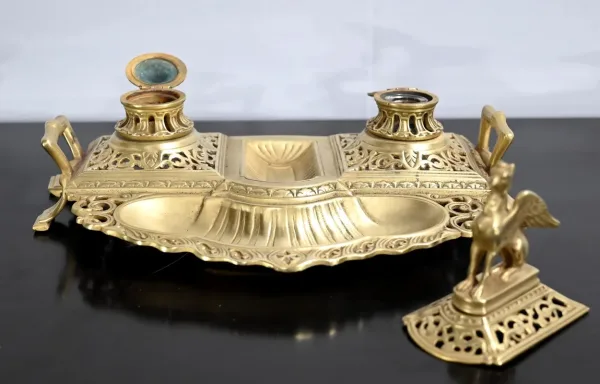 Encrier en Bronze Doré – Fin XIXe