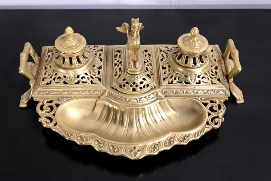 Encrier en Bronze Doré – Fin XIXe