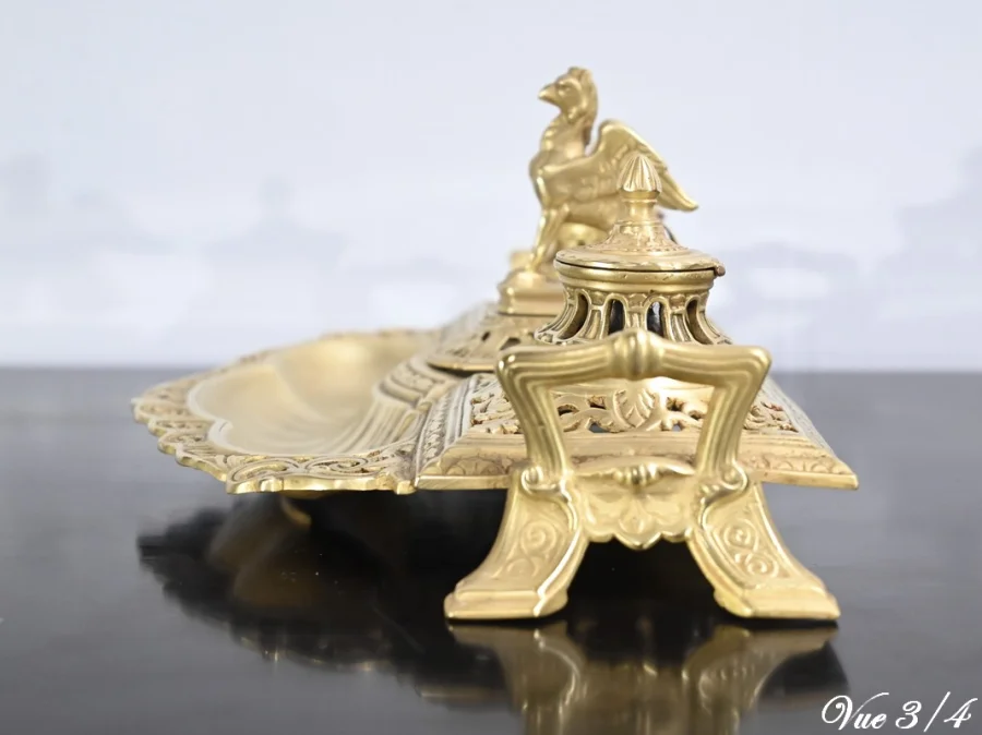 Encrier en Bronze Doré – Fin XIXe