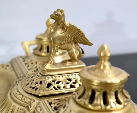 Encrier en Bronze Doré – Fin XIXe