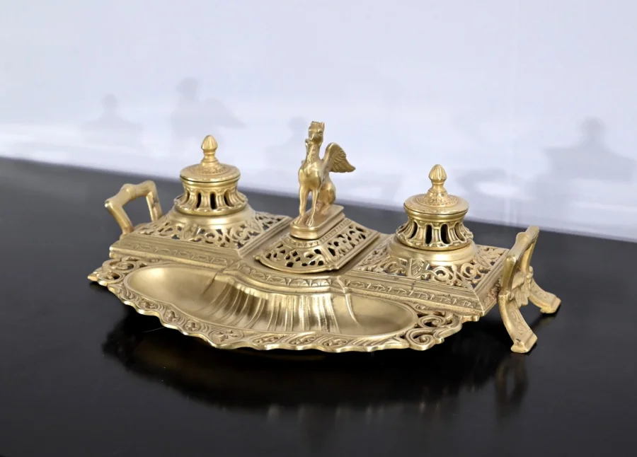Encrier en Bronze Doré – Fin XIXe