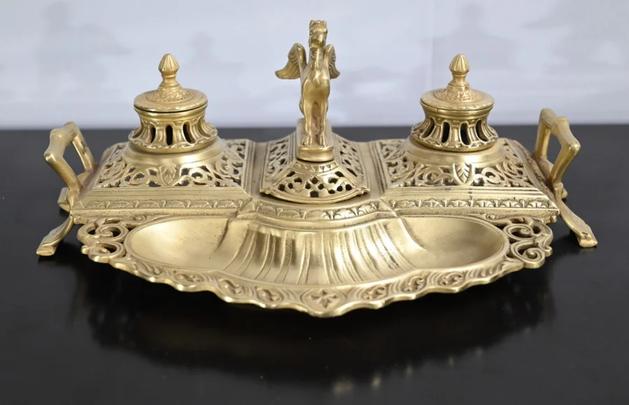 Encrier en Bronze Doré – Fin XIXe