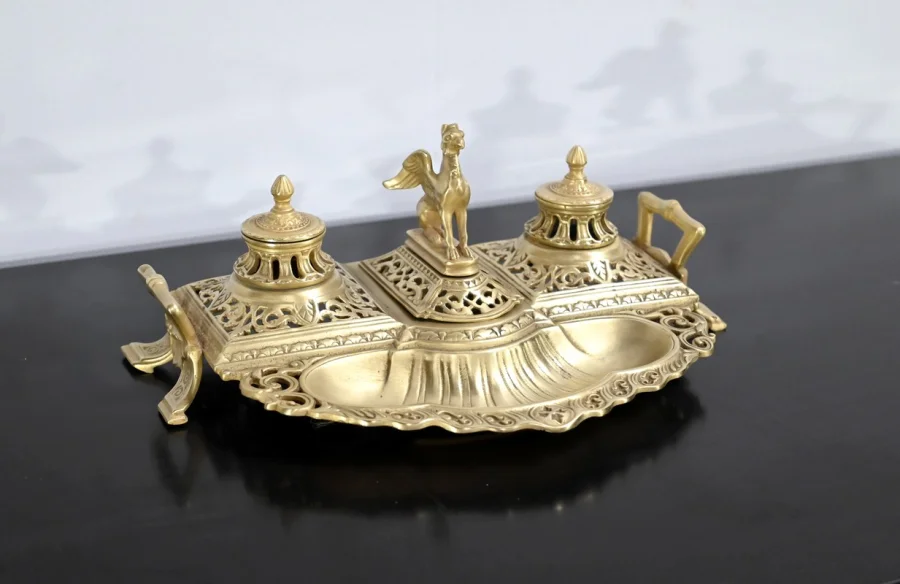 Encrier en Bronze Doré – Fin XIXe
