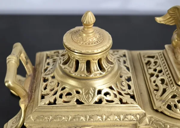 Encrier en Bronze Doré – Fin XIXe