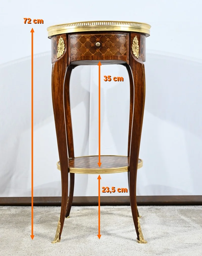 Petite Table de Salon en Bois de Rose et Acajou, style Louis XV/Louis XVI – Début XXe