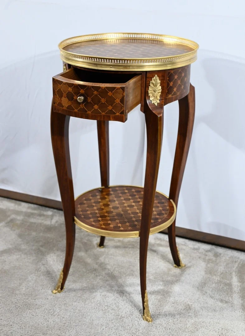 Petite Table de Salon en Bois de Rose et Acajou, style Louis XV/Louis XVI – Début XXe