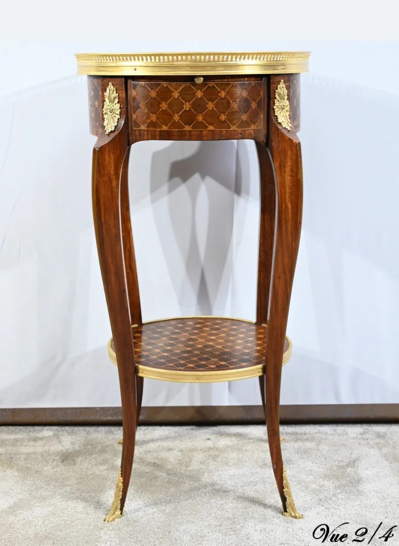 Petite Table de Salon en Bois de Rose et Acajou, style Louis XV/Louis XVI – Début XXe