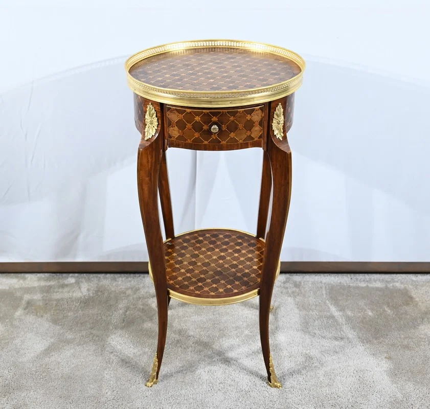Petite Table de Salon en Bois de Rose et Acajou, style Louis XV/Louis XVI – Début XXe
