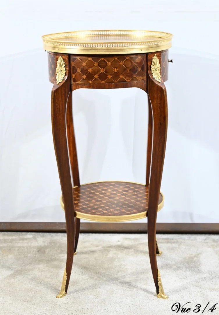 Petite Table de Salon en Bois de Rose et Acajou, style Louis XV/Louis XVI – Début XXe