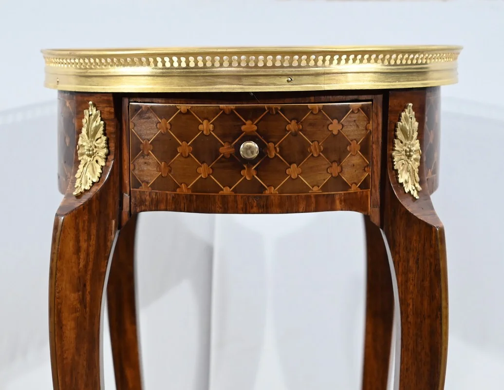Petite Table de Salon en Bois de Rose et Acajou, style Louis XV/Louis XVI – Début XXe