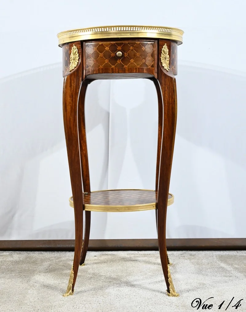 Petite Table de Salon en Bois de Rose et Acajou, style Louis XV/Louis XVI – Début XXe