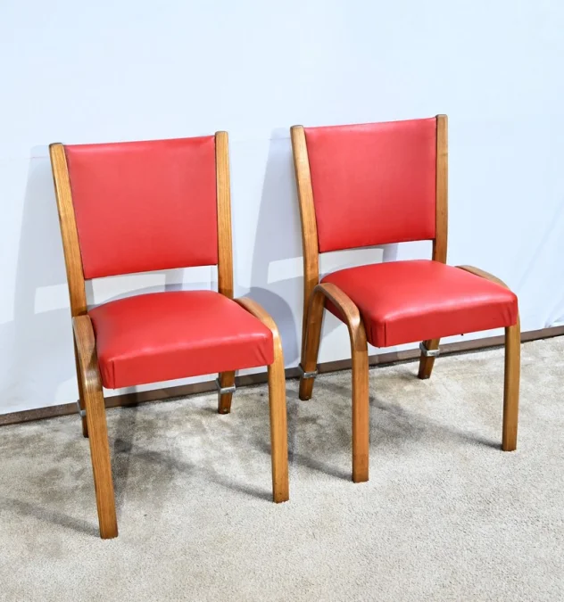 PAAR BOGENHOLZSTÜHLE, signiert STEINER PARIS