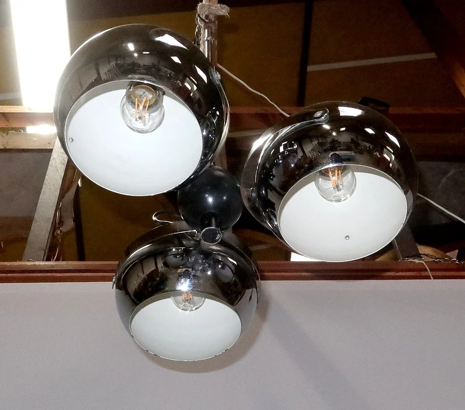 Suspension Eyeball en Métal Chromé – 1960