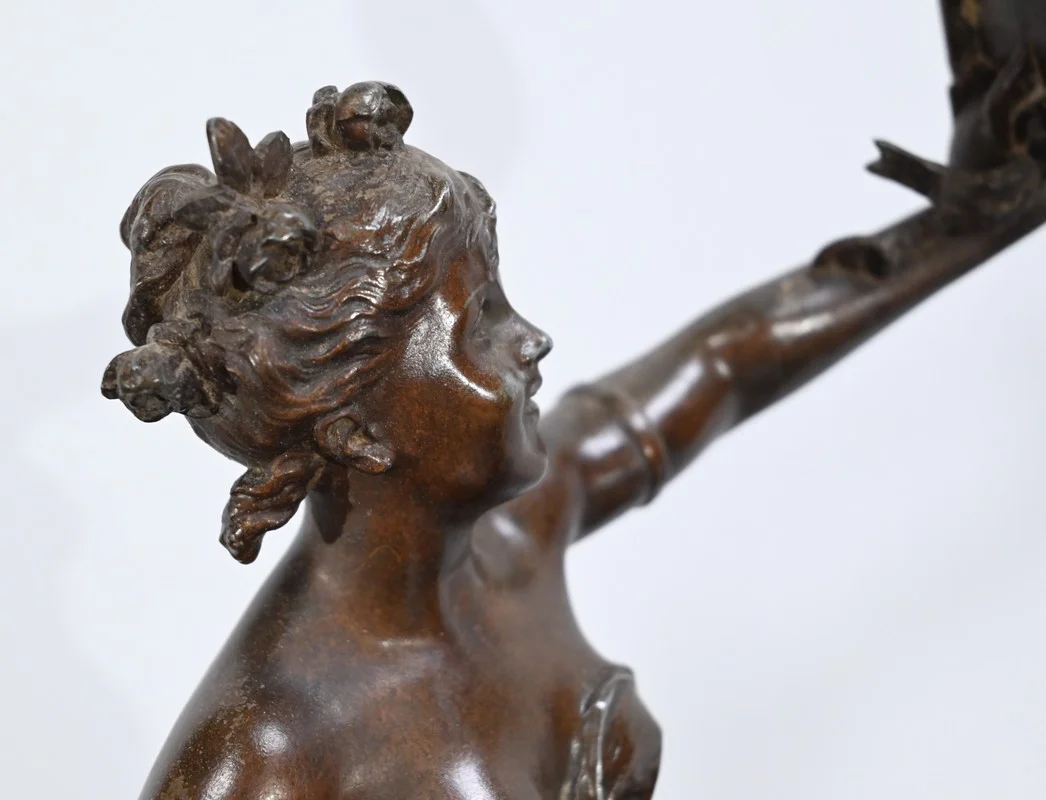 SPELTER STATUETTE signed E. BOURET