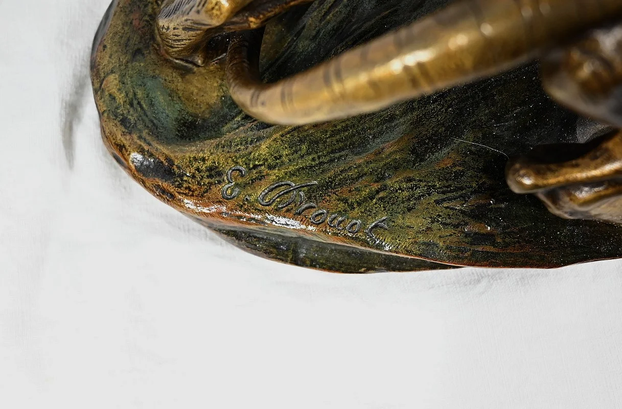 Groupe en Bronze « Combat de Tigres», signé E. Drouot – Fin XIXe