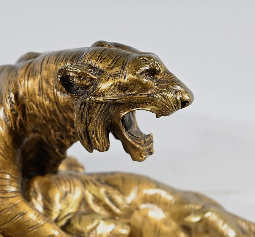 Groupe en Bronze « Combat de Tigres», signé E. Drouot – Fin XIXe