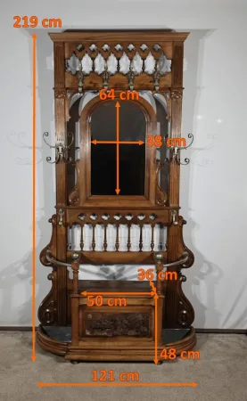 Rare Vestiaire Coffre de Vestibule en Noyer – Fin XIXe
