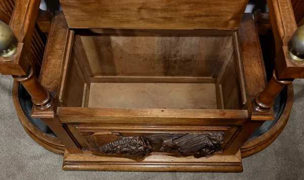Rare Vestiaire Coffre de Vestibule en Noyer – Fin XIXe